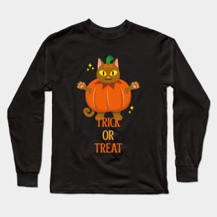 Trick or Treat Pumpkin Cat Long Sleeve T-Shirt